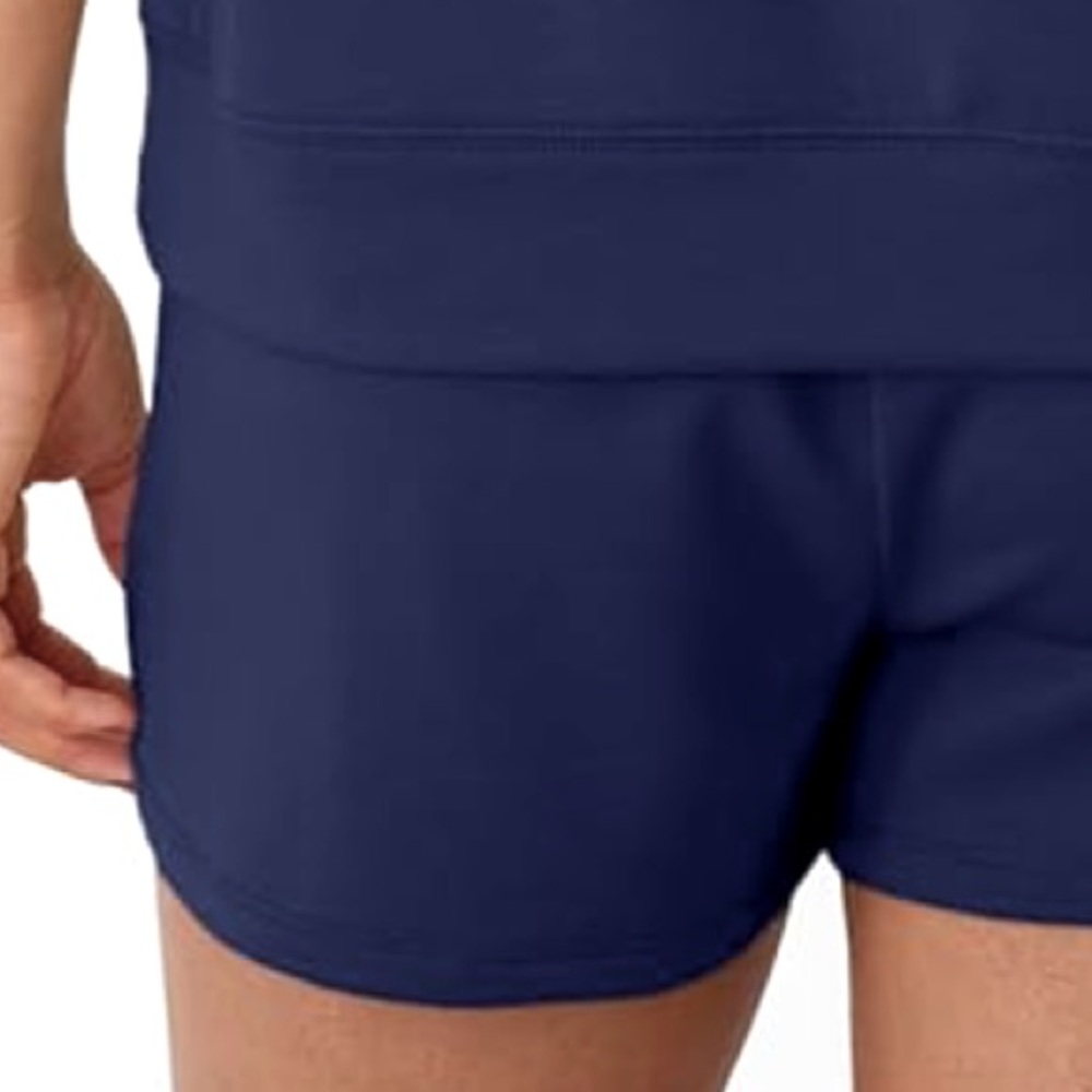 Navy Blue Sweat Shorts High Waist Drawstring Waist Comfy Pockets Amazon NWT - Picture 3 of 5